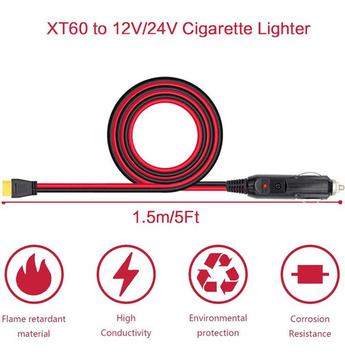 Cable De Carga Para Encendedor De Coche Xt60 De 12 V Y 24 V