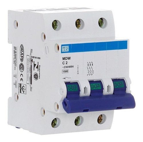 Disjuntor Tripolar 2a Weg Mdw-c2-3 3ka Curva C