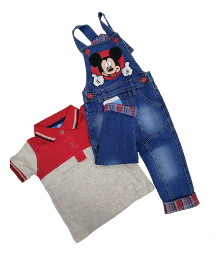 Conjunto Pantalón Oberol Overol Jeans Y Camiseta Para Niño
