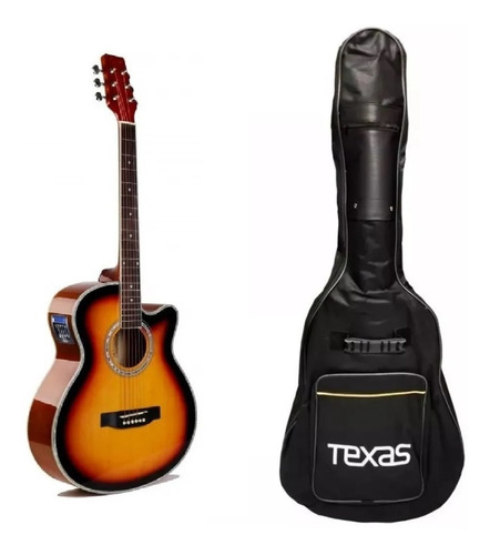 Guitarra Electroacustica Texas Ag60-lc5-3ts Con Funda.