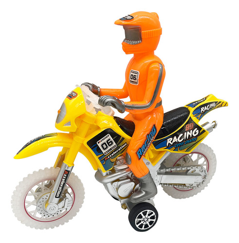 Moto Fricção Off Road Com Piloto Luz E Som Dmt6487 - Dm Toys Cor Amarelo