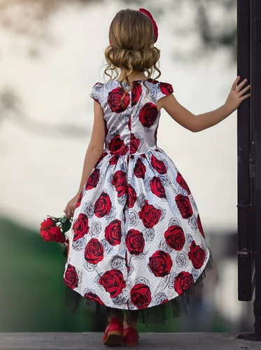 Vestido Fiesta Niña Elegante Cola De Pato Estampado Blanco | Envío gratis Vestido Fiesta Niña Elegante Cola De Pato Estampado Blanco | Envío gratis