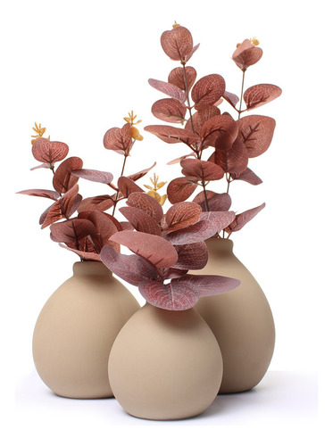 Arranjo De Flor Artificial Planta Artificial Trio De Vasos Cor Flor Marsala