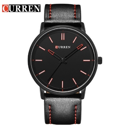Relógio Curren 8233b Preto Original Luxo Couro Esportivo