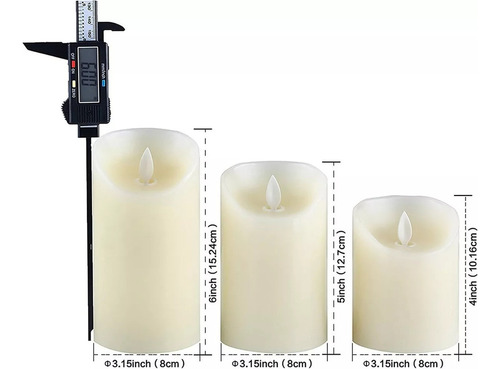 Velas Led Sin Llama Que Funcionan Con Pilas, 3 Piezas