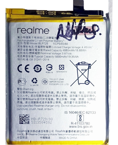 Bateria Pila Realme C11 2021 C21y Rmx3261 Blp729