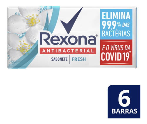 Sabonete Em Barra Multipack com 6 Unidades Antibacteriano Fresh 84g Rexona