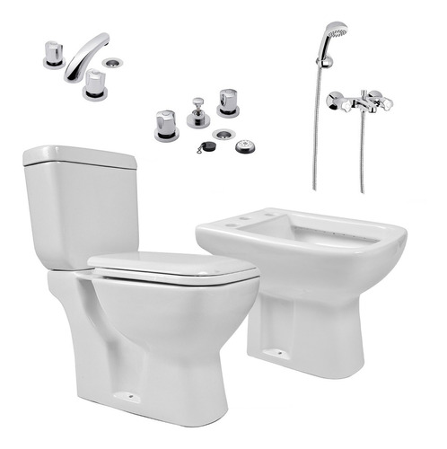 Juego Baño Prunus Damara Inodoro Bidet Deposito + Pampa Fv