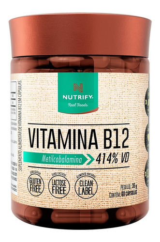 Vitamina B12 60 Cápsulas - Nutrify - Metilcobalamina 