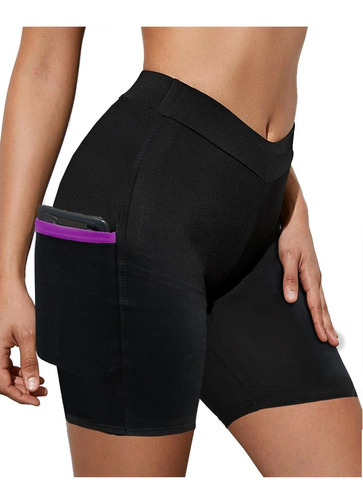 Short Largo Con Bolsa, Licra De Algodón, Ciclismo, Gym, Yoga