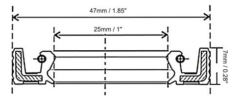 Sello De Aceite Tc 25x47x7mm - Doble Labio Con Resorte - Neg