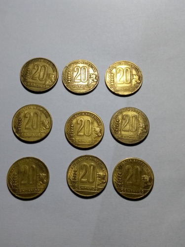 Serie Completa De Monedas De 20 Centavos Toritos 
