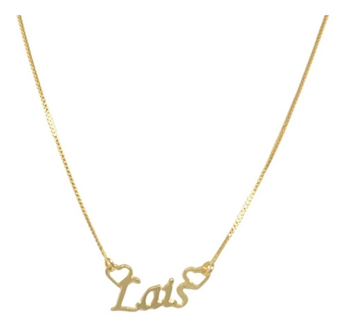 Colar Nome Personalizado Lais Banhado A Ouro + Brinde