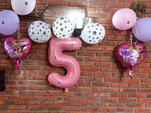 Imagen 4 de 5 de Pack De 53 Globos De Paw Patrol SkyeIncluye Numero 80cm