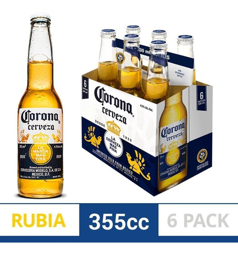 Cerveza Corona Pack X 6 Unidades De 355 Ml