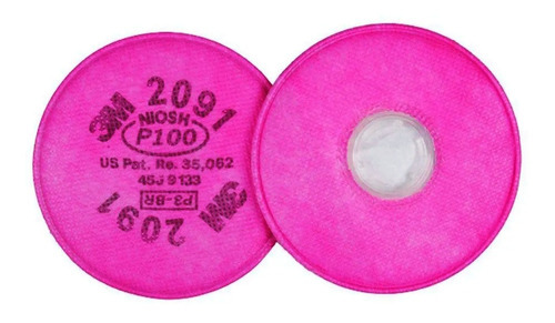 Kit 10 Filtro 3m 2091 P3 Particulados Para Mascara N95 Cor Rosa