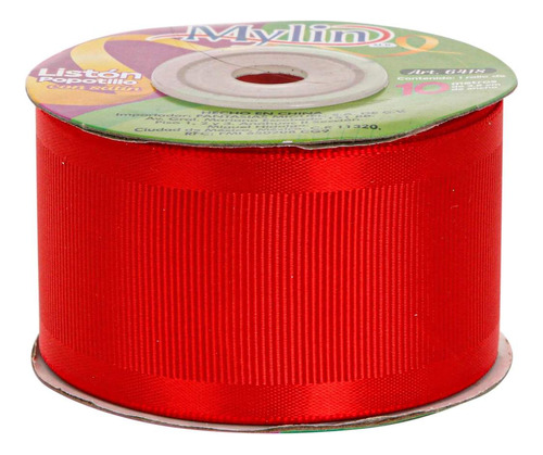 Liston Popotillo Orilla Satin Manualidades 38mm 10m Mylin 1p Color Rojo