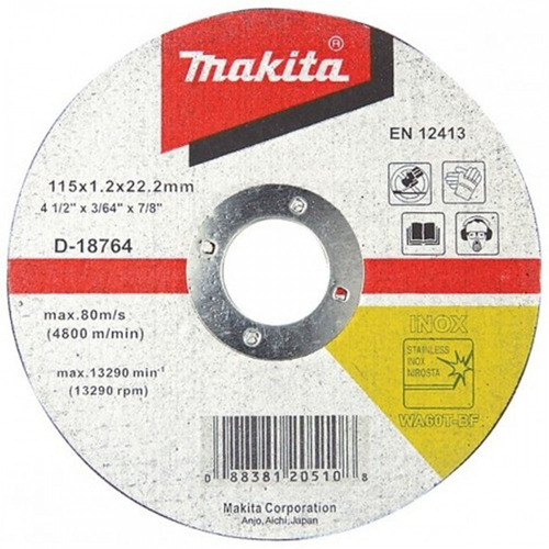Disco Abrasivo Corte Inox 4.1/2  1.2mm Wa60t Makita D-18764