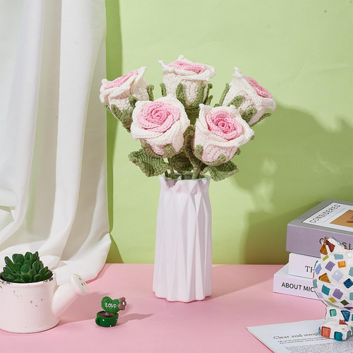 Ramo De Flores De Ganchillo Hecho A Mano 10 Unids Rosas Arti