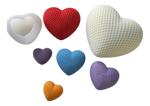 Molde Silicon Corazón Tejido Mediano Vela Jabón Resina Choco