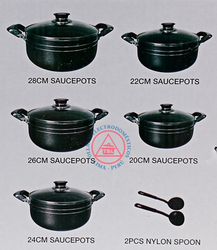 Juego De Olla Suprema 12piezas Antiadherente Teflon T/vidrio