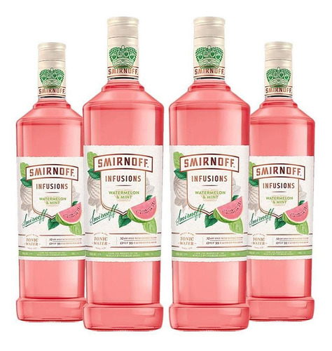 Kit 04 Vodka's Smirnoff Infusions Watermelon 998ml