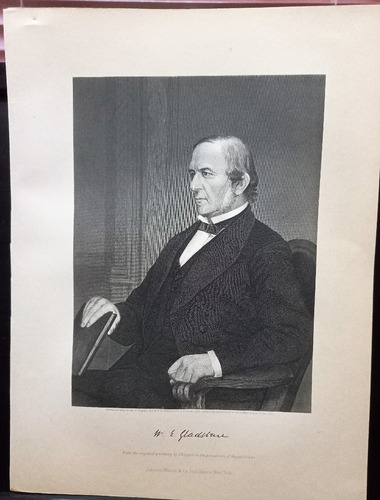 William E. Gladstone Ministro Inglés Grabado Antiguo 1873