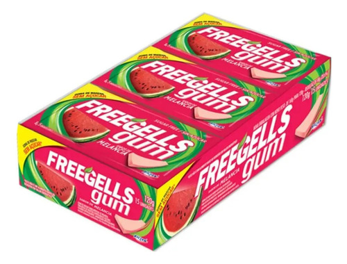 Chiclete Freegells Melancia Gum Caixa C/15 Unidades