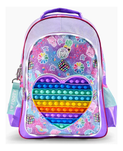 Mochila Pop It Corazon Espalda 18'' Con Luz Led Lila - Footy