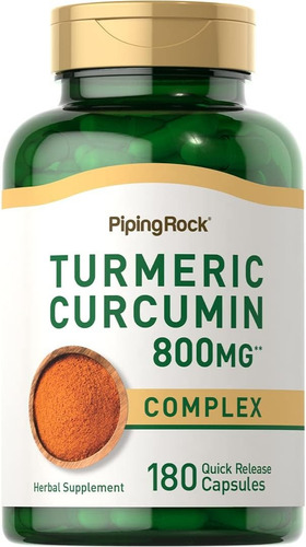 Complejo De Cúrcuma 800 Mg 180 Cápsulas Hecho En Usa Sabor Sin Sabor