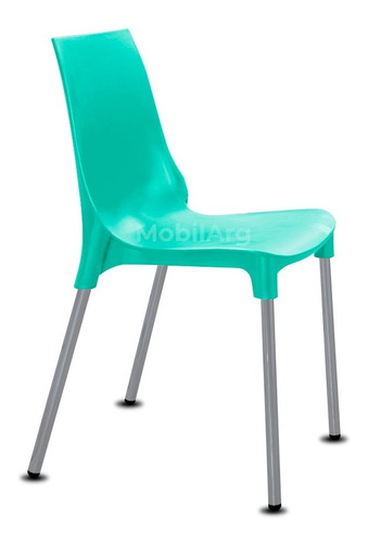 Silla Plastica Apilable Jardin Hogar Comedor Quincho De Diseño Pata Acero Gris Comedor Pata Gris Lola