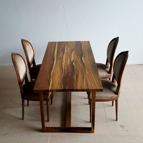 Imagen 3 de 10 de Mesa Madison De Comedor Madera Dura Maciza 4cm Espesor Guayubira 80x160cm Hidrolaqueada Y Patas De Madera