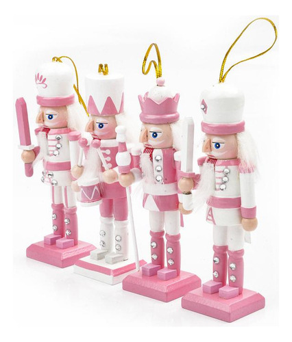 4x Figura De Soldado Cascanueces De Madera Adorno De Muñeca