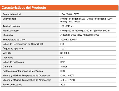 Set 3 Foco Proyectores Osram Ledvance 10w Luz Calido 800lm