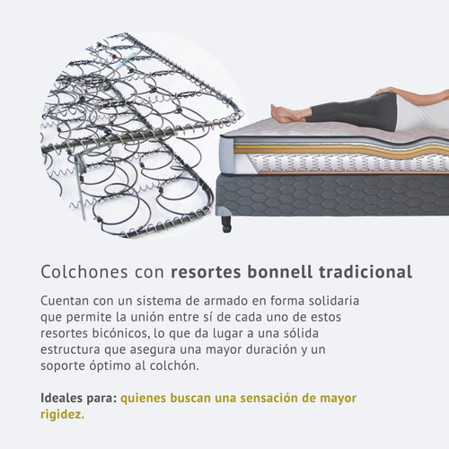 Colchon 1 Plaza Y Media (100x190) Telgo Dorado Resortes