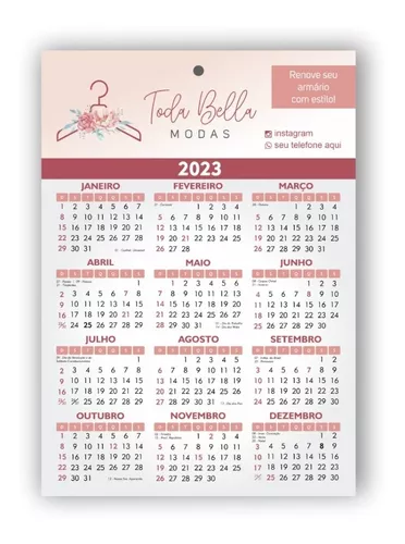 Calendário 2023 Personalizado Loja de Roupas Croche