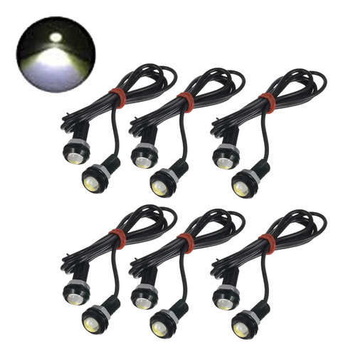 Pack De 12 Unidades Luces Led Ojo De Aguila 23mm Led Blanco