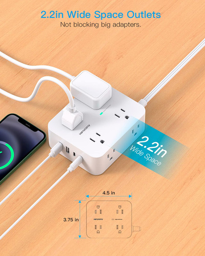 Tira De Alimentación Con Protector De Sobretensiones Y Usb
