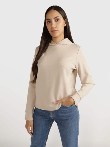 Sudadera Calvin Klein Con Logo Mujer Beige