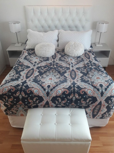 Conjunto: Respaldo De Cama Sommier Y Baul Botinera Mueble