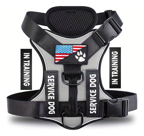 Colete Refletivo Para Cães Service Dog Harness Com 5 Peças