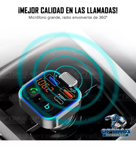 Cargador De Carro Para Celulares Con Blutu Bluetooth Musica Radio FM  Llamadas
