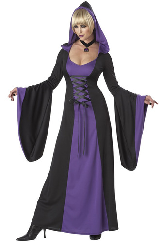 Disfraz Para Mujer Bata Con Capota Púrpura Talla L