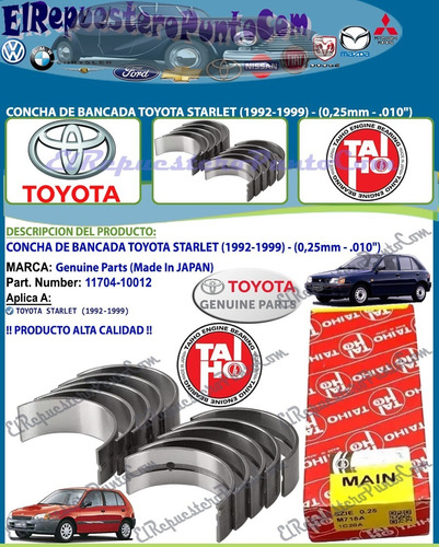 Concha De Bancada Toyota Starlet (92-99) - (0,25mm - .010 )