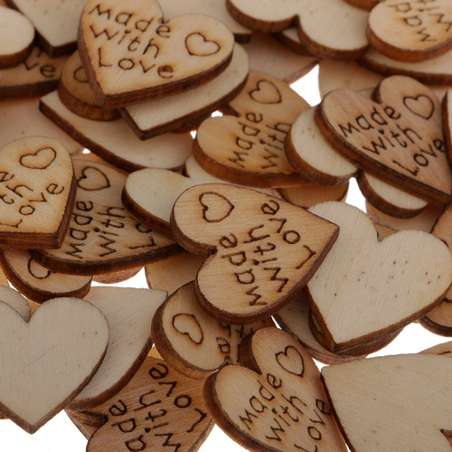 100 Unids De Madera Forma De Corazón De Amor Suitable Para