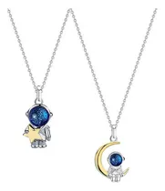 Comprar Collares De Amistad Pareja Dije Astronauta Azul En La Luna