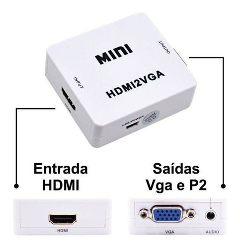 Mini Conversor Hdmi Para Vga Monitor Tv Camera Pc 1080 Fulhd