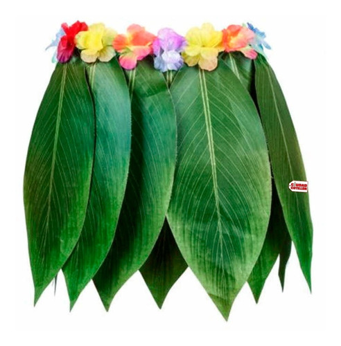 Pollera Hawaiana Hojas Flores Elastizada - Ciudad Cotillón