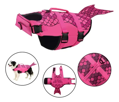 Colete Salva Vidas Pet Amarelo Rosa Sereia Abelinha Peixinho Rosa Vermelha Sereia G