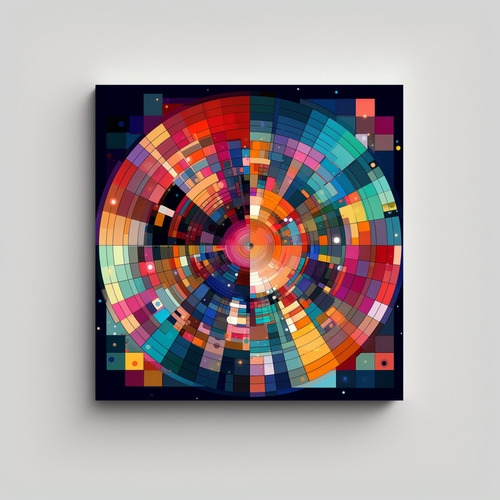 30x30cm Cuadro Abstracto Colorido Con Formas Conectadas En C